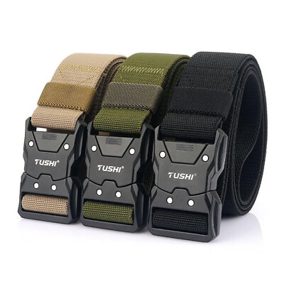 #ad TUSHI New Quick Release Tactical Buckle Nylon Belt Tooling Outdoor Training Belt $14.99