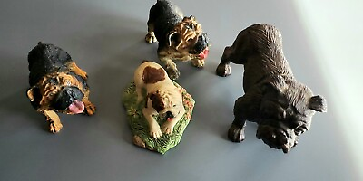 #ad 4 Vintage Bulldog 3 Standing Guard And 1 Laying Down. Estate. As Is. $40.00