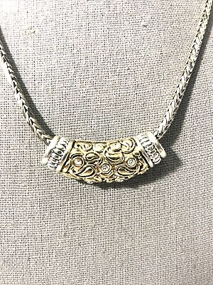 #ad Women’s 15” Silver amp; Gold Tone Collar Necklace W Crystal Accents Choke Fashion $11.00