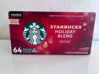 #ad Starbucks Holiday Blend Medium Roast Coffee K Cups 64 ct. Exp 5 2024 $45.99