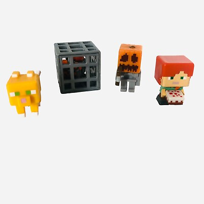 #ad Minecraft Obsidian Series 4 Lot Skeleton Pumpkin Head Alex Cake Cat Spider Spawn $12.00