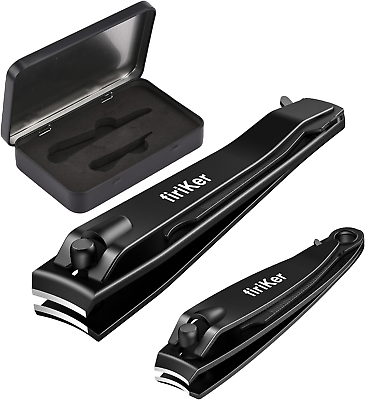 #ad Nail Clippers Set Heavy Duty Black Matte Stainless Steel Nail Clipper with Nail $15.04
