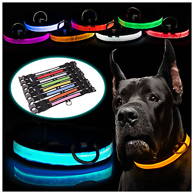 #ad Pet Glowing Collar LED Light Necklace Dog Lighted Up Colorful Collar For Small $4.01