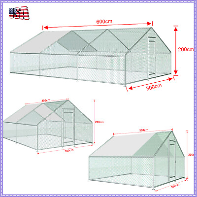 #ad Large Chicken Coop Pet Playpen Metal Fence Poultry Run Cage with Cover Outdoor $349.79