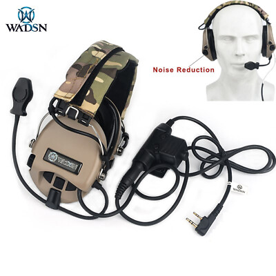 #ad Tactical Active Pickup Noise Canceling Headset Military PTT Hunting Headphone $94.86