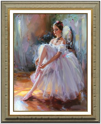 #ad Hand painted Oil Painting art impressionism ballet Small girl on canvas 24quot;X36quot; $538.20