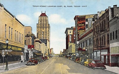 #ad #ad Texas Street Looking East El Paso Texas Early Postcard Unused $12.00
