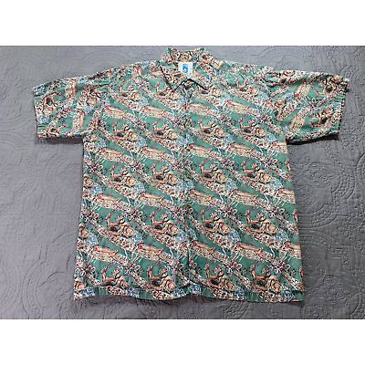 #ad Kahala Hawaiian Shirt Vintage Mens Medium Short Sleeve Button Cotton Tribal $23.00