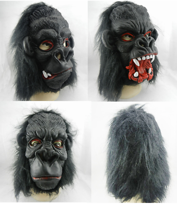 #ad New latex realistic chimpanzee mask with black hair Halloween Party Mask $24.98