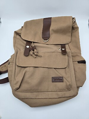 #ad Bella Russo Unisex Tan Beige Khaki Canvas Drawstring Pockets Backpack Very Nice $13.99