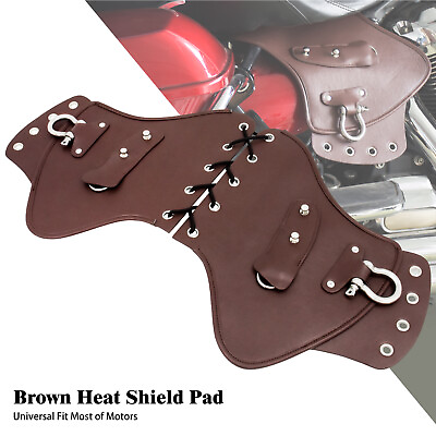 #ad Universal Brown Saddle Heat Shield Deflectors Fit For Harley Honda Suzuki Yamaha $52.19