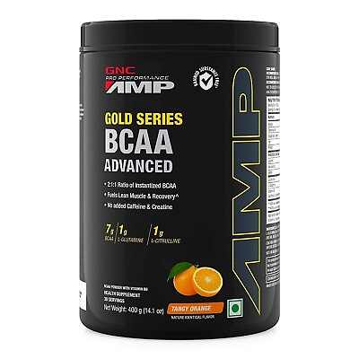 #ad GNC AMP Gold Series BCAA Advanced Tangy Orange 400 gm 30 Servings $55.75
