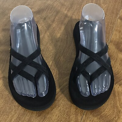 #ad Teva Olowahu Mush Flip Flops Black Thong Sandals Strappy Womens Size 7 $16.40
