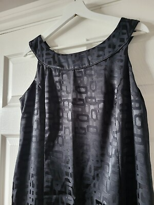 #ad Roman Originals Black Satin Shine Motif Wiggle Dress Cruise Party Formal Size 16 GBP 10.94