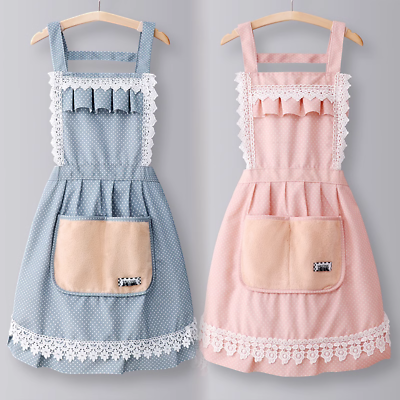 #ad Lace Ruffled Apron Pleat with Pocket Cute Sweet Florist Baking Cooking Cafe Maid $16.09