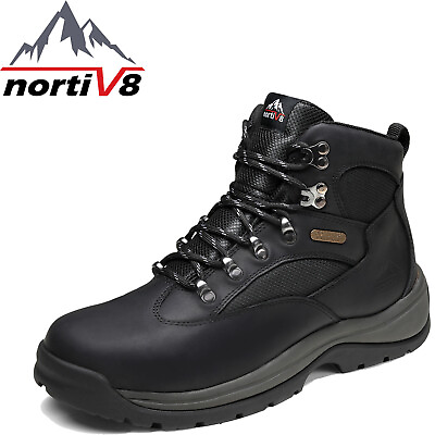 #ad NORTIV 8 Men#x27;s Steel Toe Boots Leather Work Safety Waterproof Boots Wide Size $59.99