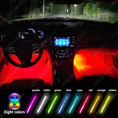 #ad 4pcs RGB LED Glow Car Interior Lamp Under Dash Footwell Seats Inside Lighting $13.99