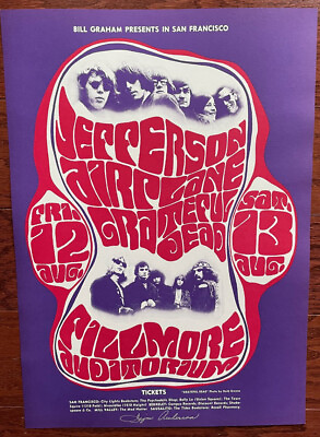 #ad 1966 WES WILSON GRATEFUL DEAD JEFFERSON AIRPLANE SIGNED FILLMORE POSTER BG 23 $217.99