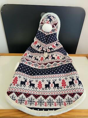 #ad Winter Dog Coat with Hood Pet Apparel Woven Knit Fleece Lining Size Medium $11.99