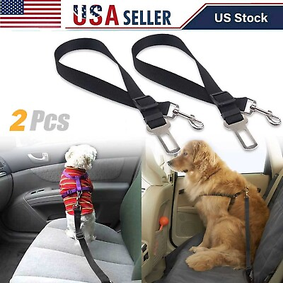 2x Pet Dog SEAT BELT Adjustable Travel Car Safety Harnesses Lead Restraint Strap $4.99