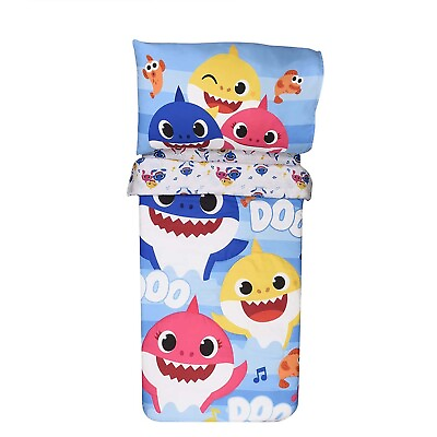 #ad #ad Baby Shark Toddler Bedding Sheet Set 3 Pcs for Kids with Reversible Comforter $51.29