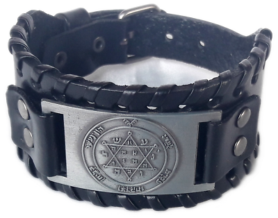 #ad New Bracelet Leather from israel Jewish Star of David Magen David Judaica.black $23.99