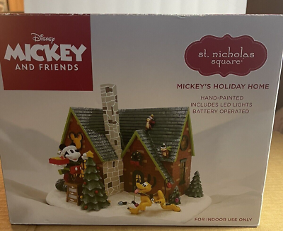 #ad St Nicholas Square Disney Mickey Holiday Home Broken Pieces $39.99