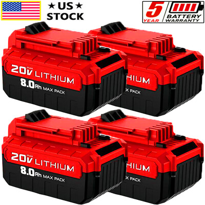 #ad 4PACK 20 Volt Lithium Ion 8.0Ah Battery for PORTER CABLE 20V Max PCC680L PCC685L $98.98