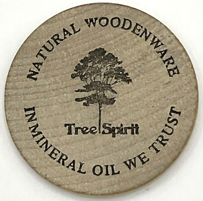 #ad Vintage Wooden Nickel Tree Spirit Natural Woodenware In Mineral Oil We Trust $12.95