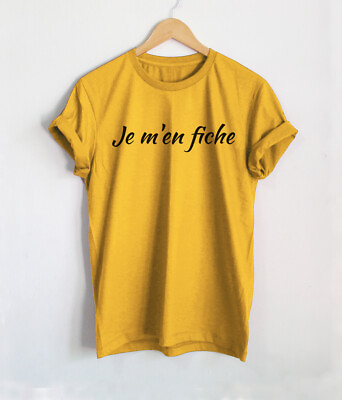 #ad I Don#x27;t Care T Shirt Je m#x27;en fiche Shirts French Unisex Funny Quote Gift Tees $11.08