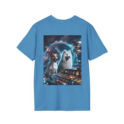 #ad STAR BARK Samoyed Jack Russell Terrier in Space Unisex Softstyle T Shirt $26.00
