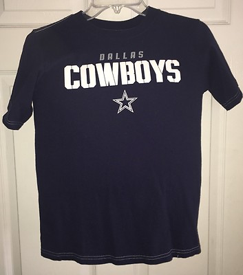 #ad Dallas Cowboys Youth T Shirt Medium Blue 12 14 Authentic Raised Letters NFL $14.95