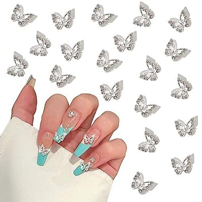 #ad Butterfly Nail Charms 3D Silver Butterfly Charms for Nails 20Pcs Alloy $10.11