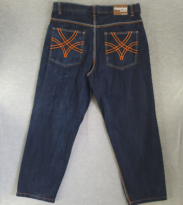 #ad Evolution Jeans Mens 40x34 Blue Denim Embroidered Straight 40W 34L $24.95