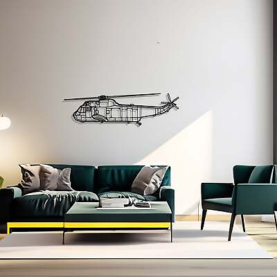 #ad SH 3 Sea King Silhouette Metal Wall Art Helicopter Silhouette Decor Metal Heli $119.00