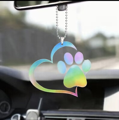 #ad Rear View Mirror Decor Colorful love shaped dog foot print paw print decor. $10.99