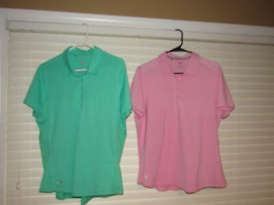 #ad ADIDAS Womens Sz XL Golf Polo Shirt Lot Pink Green Microfiber 1 NWOT Short Slv $26.99