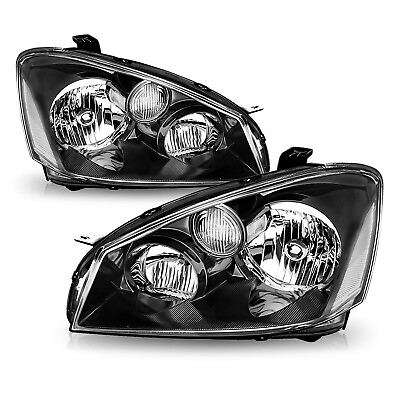 #ad Headlights For 2005 2006 Nissan Altima 4Dr Black Housing Clear Corner Lamps Pair $92.39