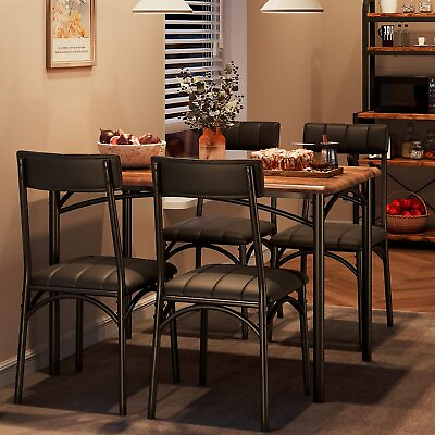 #ad Kitchen Table and Chairs for 4 Dining Table Set for 4 with Upholstered Chair... $275.83