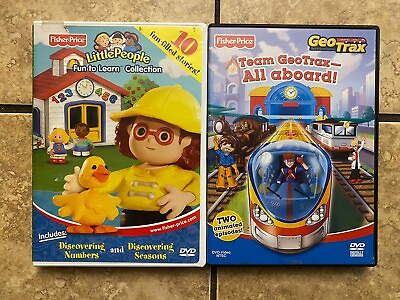 #ad Fisher Price 2 DVD Lot Little People Geotrax Kid Show Toys Educational Rare $18.00