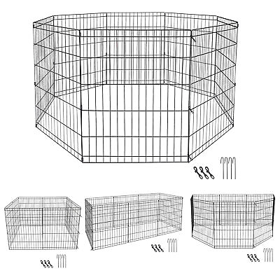 #ad Folding Metal Dog Crate Double Door Dog Crates W Tray Pan 24quot; 36quot; 42quot; $38.58