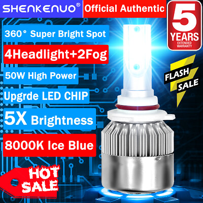 #ad 90059006H11 6pcs Ice Blue LED Headlight Hi Low Beam Bulb 8000K Fog Light $45.35