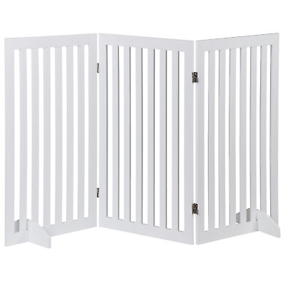 #ad Wooden Dog Gate Foldable Pet Gate for Doorways Stairs Indoor 3 Panels Dog Fences $64.58