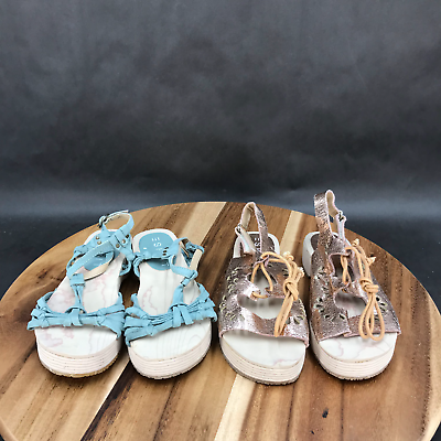 #ad Esprit Blue Gold Strappy Sandals 2 Pack Little Girls Size 13 $7.19