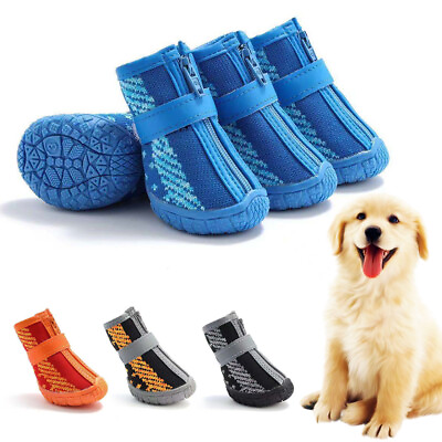 #ad 4PCS Breathable Dog Shoes Pet Paw Protector for Hot Pavement Dog Boots Running $15.35