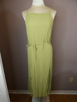 #ad SIR. The Label Women#x27;s 1 Spring Green Tie Waist Tank Dress Side Slit Midi $55.00