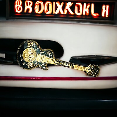#ad HRC Hard Rock Cafe HONOLULU Upright Black Les Paul Guitar Pin 2.5quot; $14.50