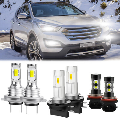 #ad For Hyundai Santa Fe Sport 2013 2016 US Combo LED Headlight Fog Light Bulbs Kit $34.39