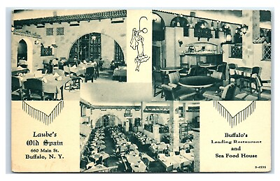 #ad Postcard Laube#x27;s Old Spain Buffalo NY restaurant sea food house Y71 $12.97