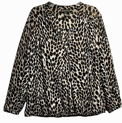 #ad INC International Concepts Size 3X Animal Print Long Sleeve Cross Front Blouse $12.00